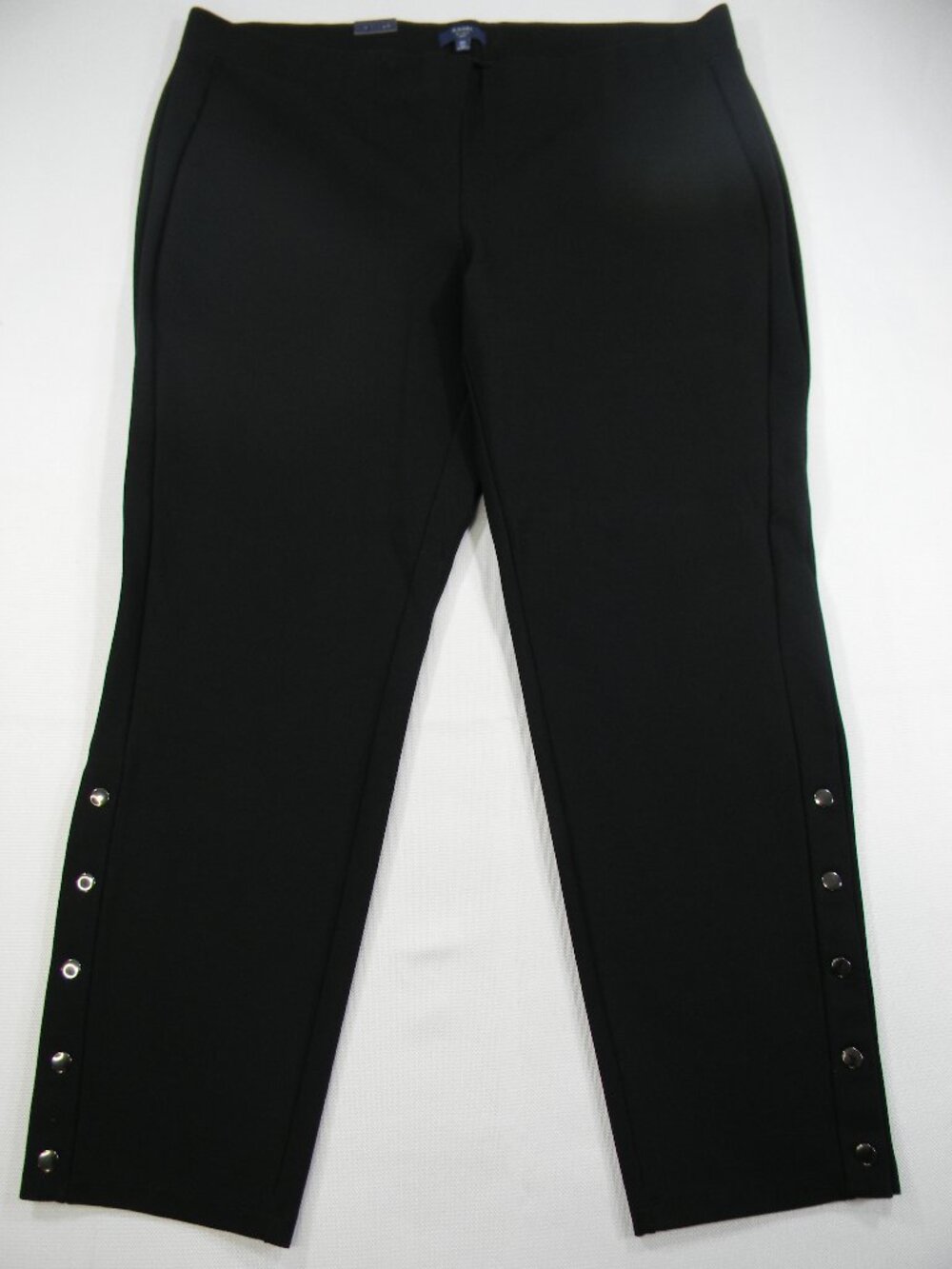 Kaari Blue Curvy 3X Black Pull On Pants Snap Hem Plus Size